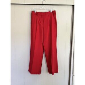 Talbots Petites Red Wool Blend Wide Leg High Waist Dress Pants Size 6P NWT